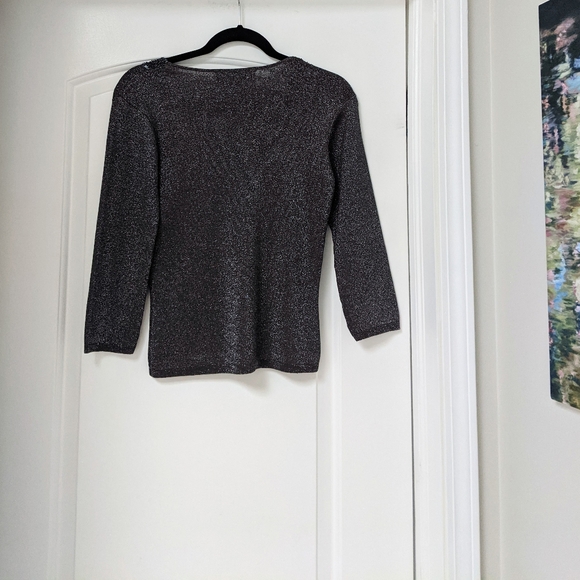 Embellished Neckline Shimmery Dressy Top - Picture 5 of 10